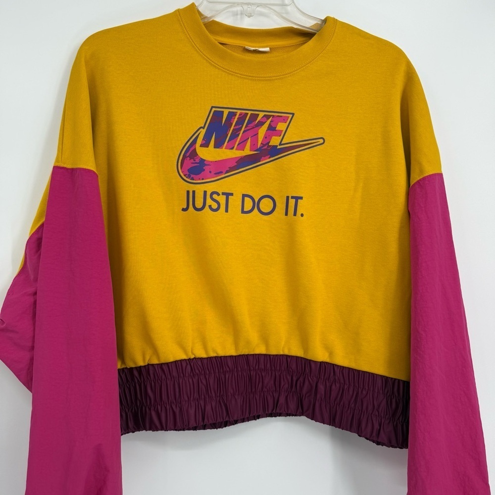 Nike Just Do It Swoosh Retro Nylon Terry Fleece Sweatshirt Size M DM6321-743 - Picture 3 of 10
